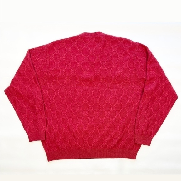 Talbots Mens Sweater XXL / 2XL Cashmere Angora Wool Crew Neck Cable Knit Red - Picture 2 of 5